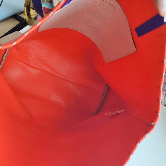 Kate Spade On Purpose Tote Tassel Pebbled Leather Beige Colorful Bag Purse Large - Picture 8 of 16